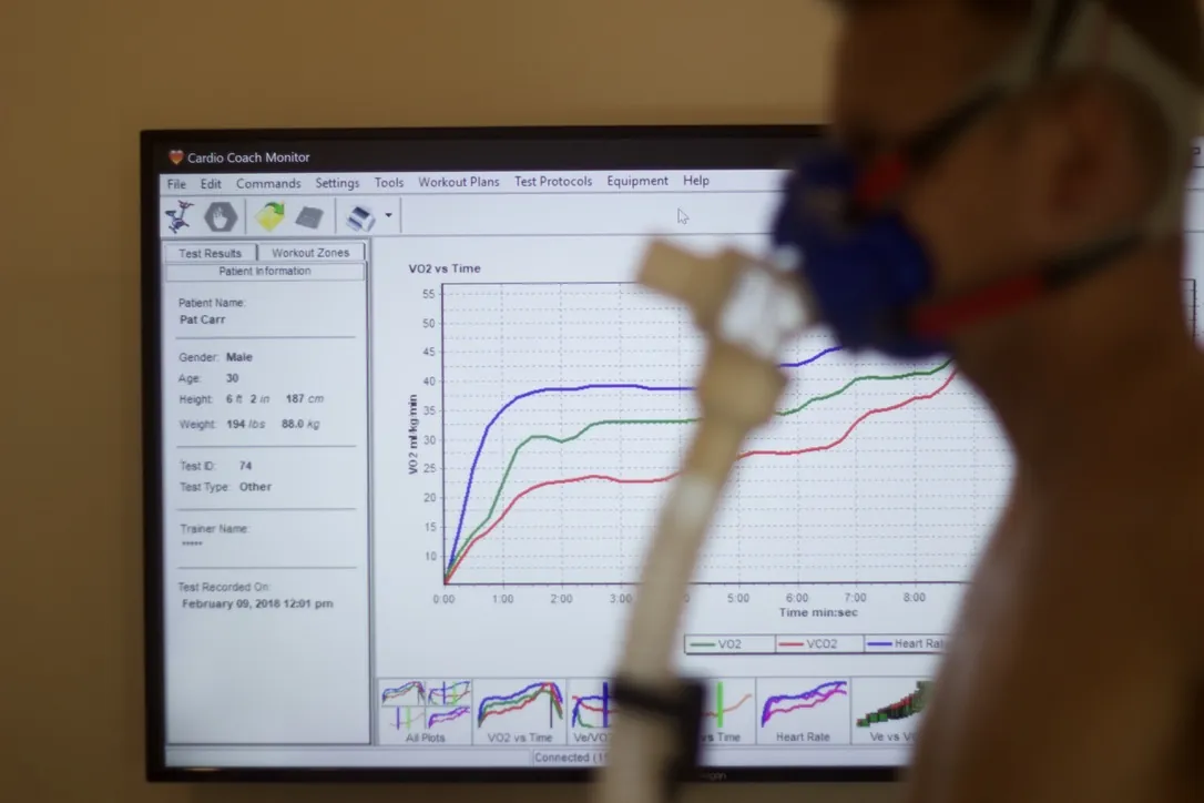 VO2 max results and heart rate data at Aevum Health physiotherapy clinic
